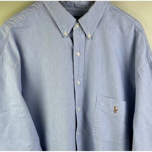 Ralph Lauren Blue Oxford Long Sleeve Button Shirt Flesh Pony 3XL Tall Men's